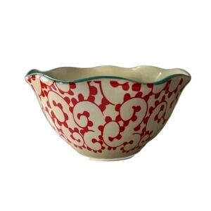 Pioneer Woman Red Swirl Flea Market Prep Bowl Cereal‎ Dessert Stoneware Retired